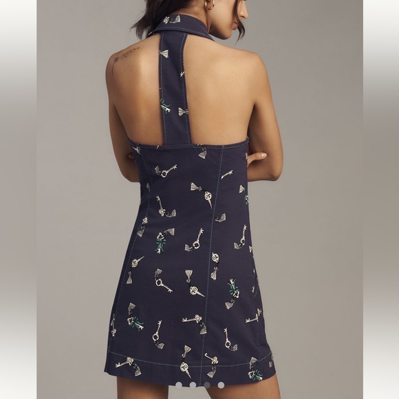 Anthropologie Maeve Dress The Amelia Collared Mini Navy White SIZE XL NEW - Picture 2 of 7